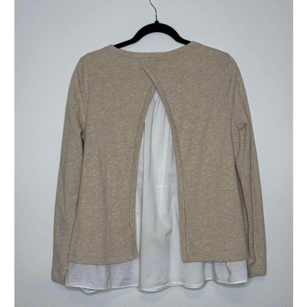 Vineyard Vines Layered Shirt Tail Top Small Beige Long Sleeve - Picture 2 of 7